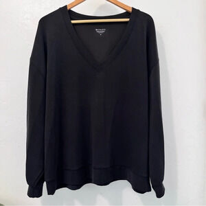 Athleta Women’s Seasoft V Neck Sweatshirt Black Size 2X Comfy Stretchy